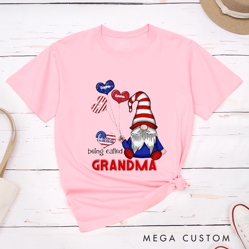 Personalized 4th of July Independence Day Gnome Grandma Mom Sweet Balloon Heart Kids Classic T-shirt