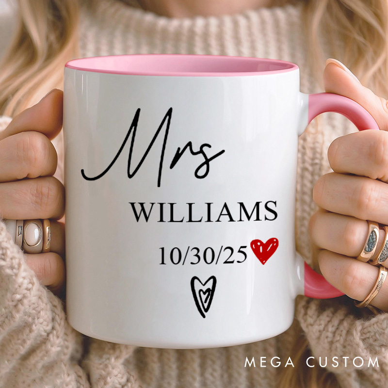 Personalized Couple Mr and Mrs Mug Custom Couple Name Mug Couple Heart Valentine's Day Mug for Husband Wife Boyfriend Girlfriend