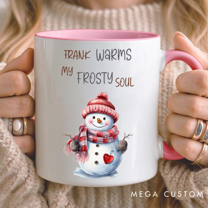 Personalized Couple She Melts My Icy Heart and He Warms My Frosty Soul Christmas Mug Couple Name Xmas Coffee Mug for Husband Wife Boyfriend Girlfriend