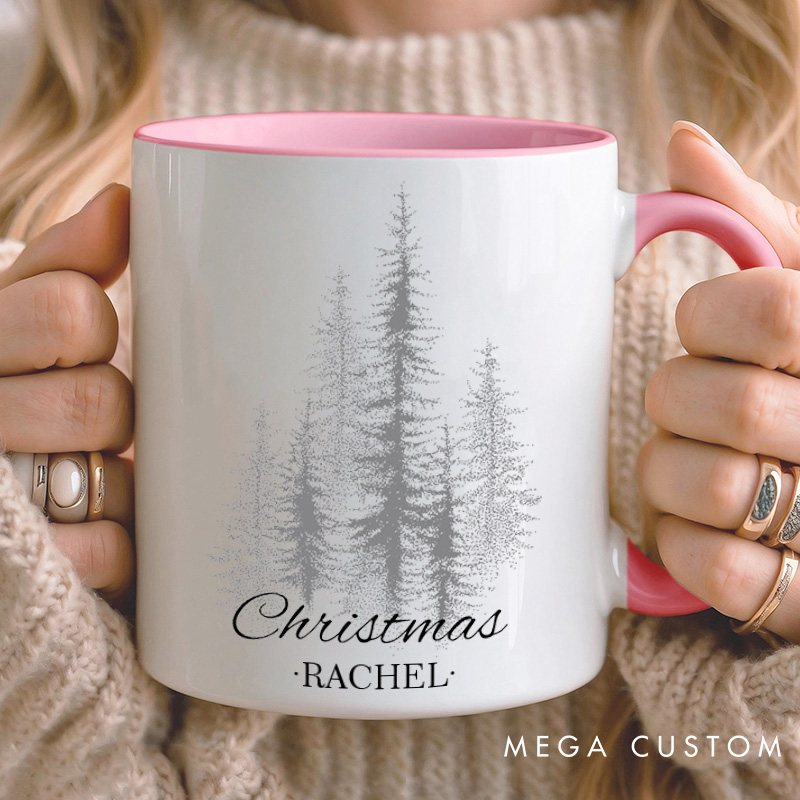 Personalized Couple Merry and Christmas with Tree Mug Custom Couple Name Xmas Coffee Mug Christmas Mug for Husband Wife Boyfriend Girlfriend