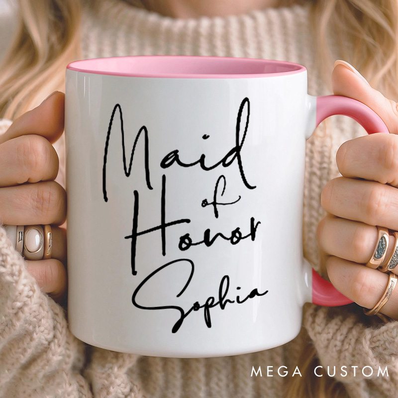 Personalized Minimalist Maid of Honor Mug Bridesmaid Name Mug Bachelorette Party Mug Bridesmaid Proposal Gift for Her Bridal Shower Mug