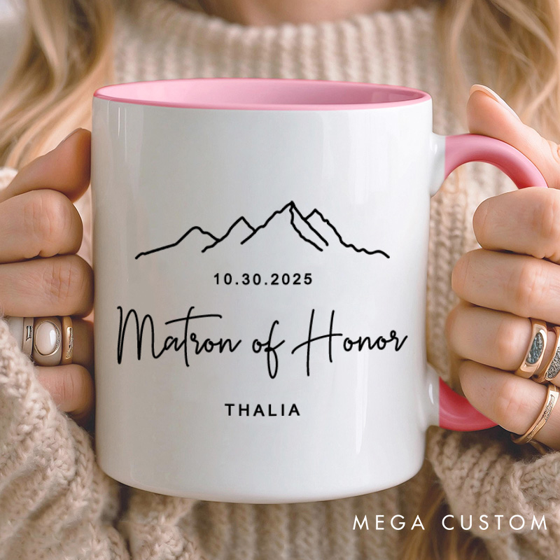 Personalized Minimalist Bridesmaid Mug with Name and Date Maid of Honor Mug Bachelorette Party Mug Bridesmaid Proposal Gift for Her Bridal Shower Mug
