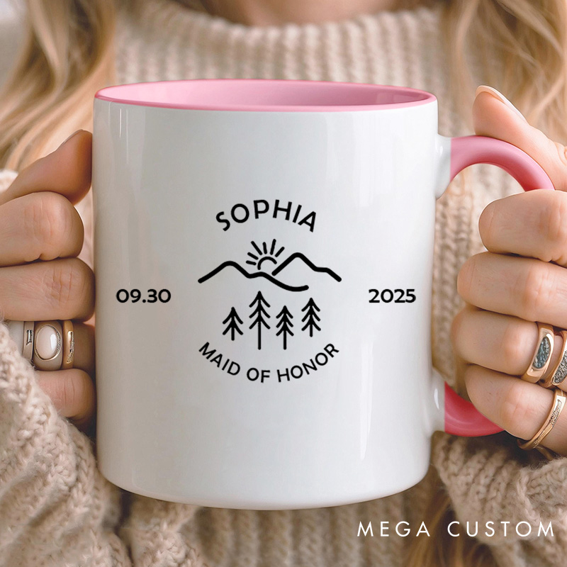 Personalized Bridesmaid Mug with Name Bride Tribe Mug with Tree Maid of Honor Mug Bachelorette Party Mug Bridesmaid Proposal Gift Bridal Shower Mug