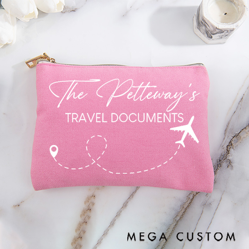 Personalized Makeup Bag Gift for Traveler Travel Documents and Custom Name
