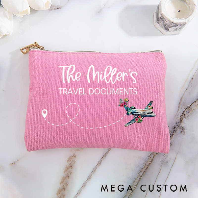 Personalized Makeup Bag Gift for Travel Lovers Travel Documents and Travel's Name