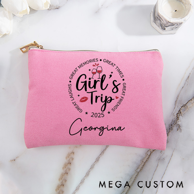 Personalized Makeup Bag Gift for Girls Travel Lovers Great Friends Cheers and Custom Name