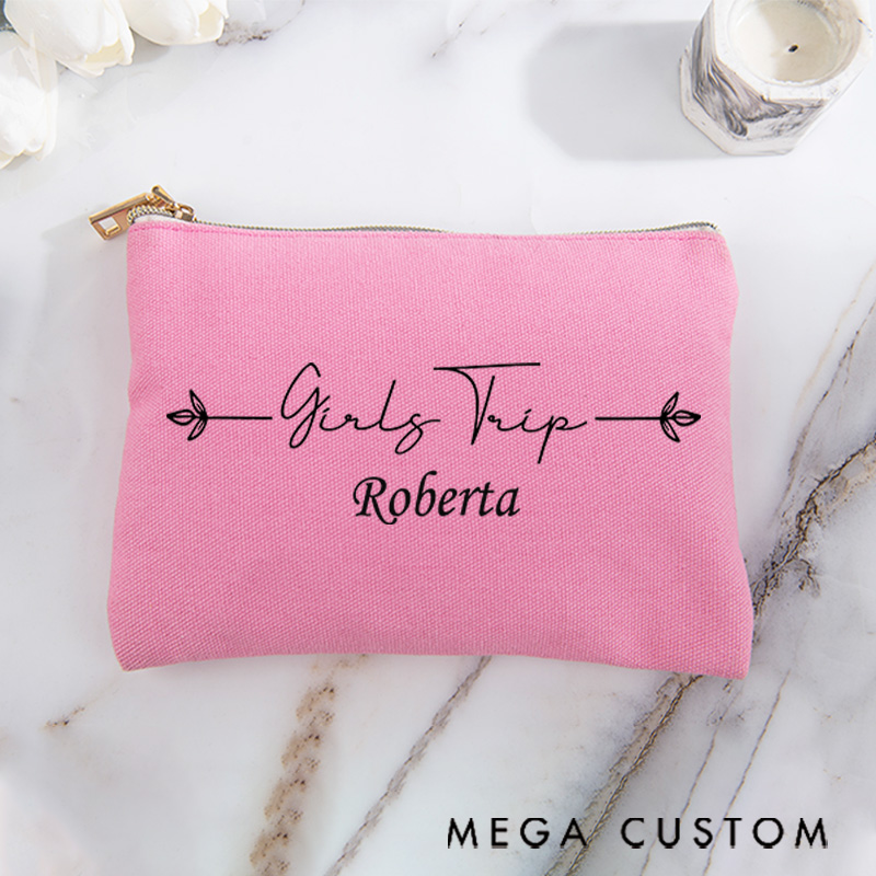 Personalized Makeup Bag Gift for Girls Travel Lovers Girls Trip and Custom Name