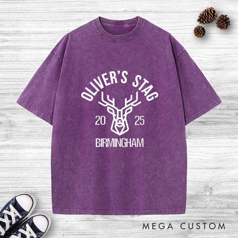 Personalized Groom Stag Party Washed T-Shirt Groomsmen Wedding Favors T-Shirt Retro Groomsman Bach y2k Washed T-Shirts for Best Man