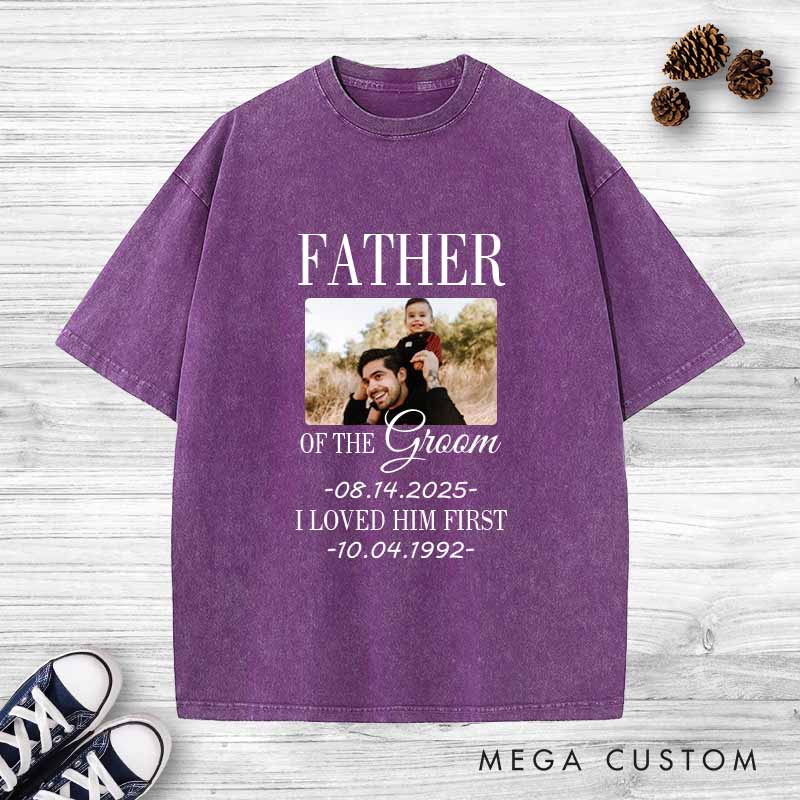 Personalized Father of the Groom Washed T-Shirt Heartfelt Tribute for FOG T-Shirt Groom Dad Vintage Shirts Groom Father y2k Washed Tees