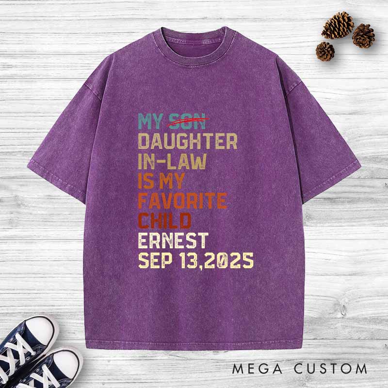 Personalized Father of the Groom Washed T-Shirt Daughter-in-Law Favorite Child Humor Shirt Vintage Groom Dad Bachelor Party Shirts
