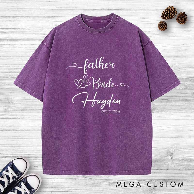 Personalized Father of the Bride Washed T-Shirt FOB Bachelor Favors T-Shirt Vintage Wedding Bride Dad Party Washed Tees