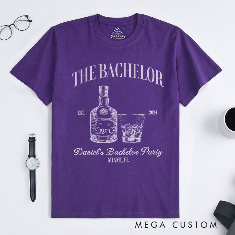 Personalized Groomsman Bachelor T-Shirt Rum-Themed Bachelor Party Groom Wedding Party Shirt Best Man Gift Shirt for Men