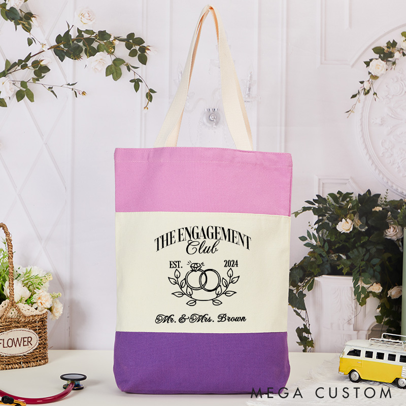 Personalized the Engagement Club Ring and Branches Tote Bag for Engagement Couple