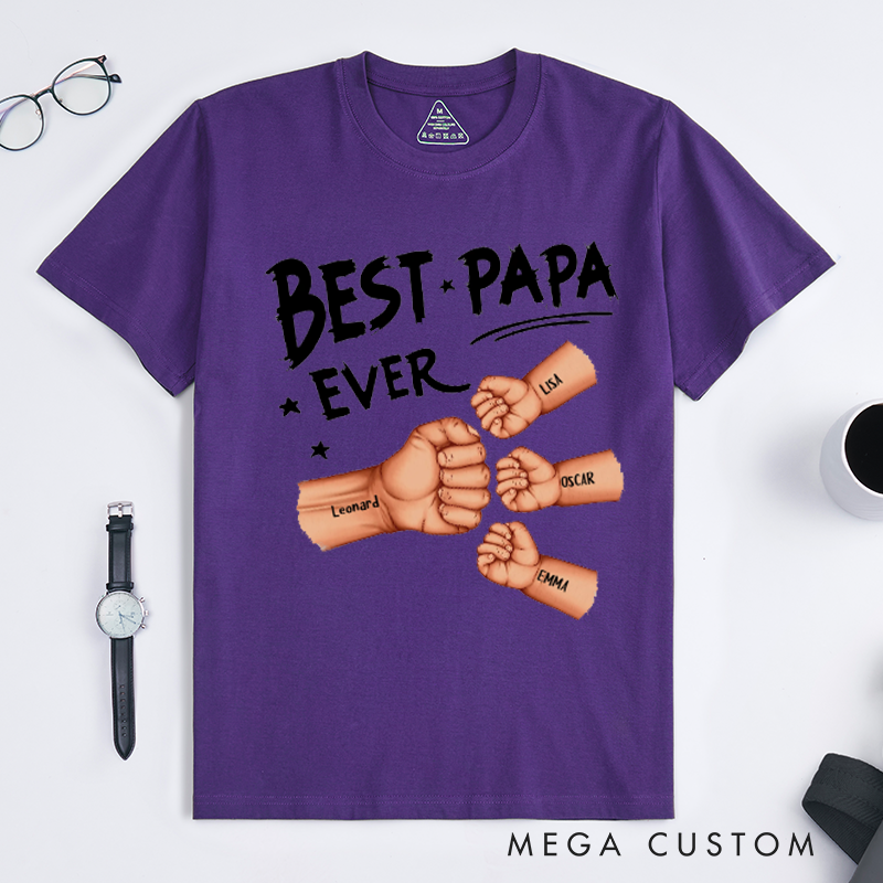 Personalized Best Dad Grandpa Ever Fist Bump Classic T-Shirt Gifts for Grandpa and Dad