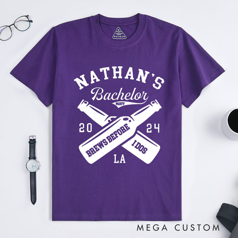 Personalized Brews Before I Do's Bachelor Party T-Shirt Wedding Beer Bottle Lover Shirt Groomsman Proposal T-Shirt for Best Man