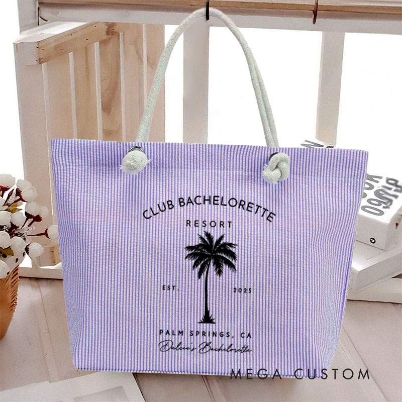 Personalized Palm Tree Club Bachelorette Party Tote Bag Bridesmaid Tote Bag Wedding Day Gift from Bride