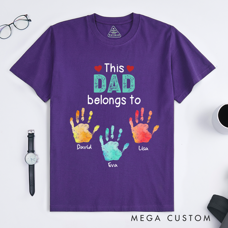 Personalized This Belongs to Theme Colorful Handprint Pattern Design Classic T-shirt