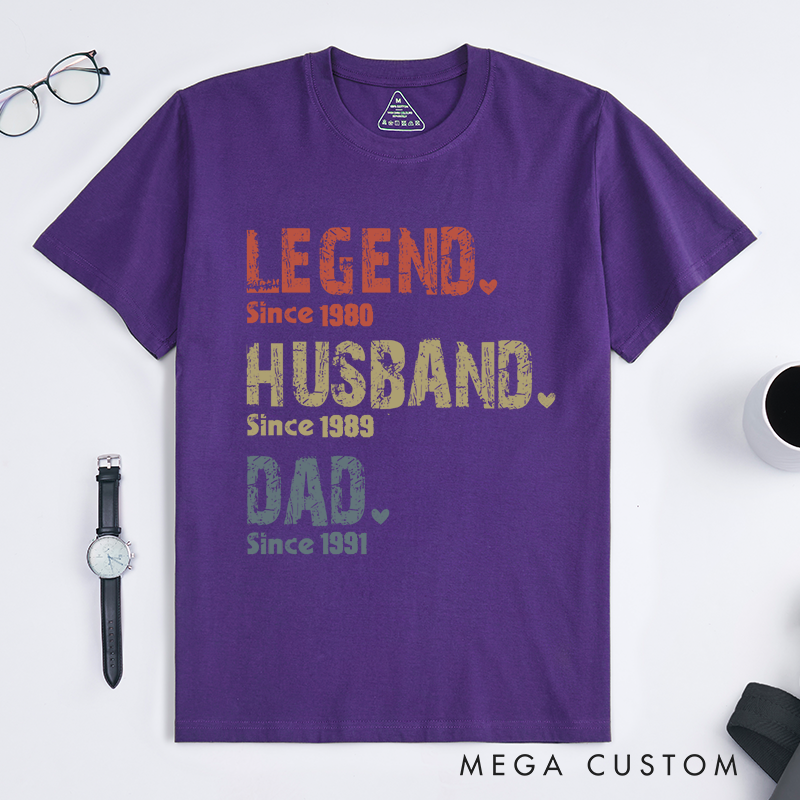 Personalized Legend Husband Dad and Papa Since Classic T-shirt Father's Day Birthday Gifts for Dad Grandpa