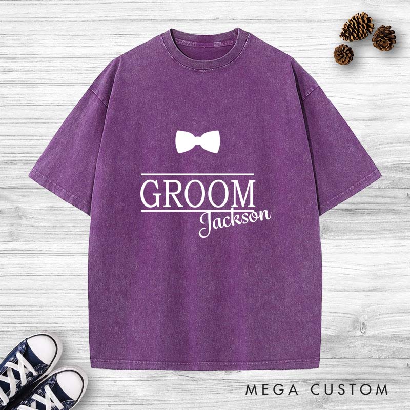 Personalized Classic Groom Bow Tie T-Shirt Elegance Groomsman Party Favors Shirts Stag Party Gift Tee for Men Bachelor Party Shirt