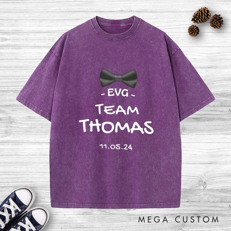 Personalized EVG Groom Team Washed T-Shirt Bachelor Party Favors T-Shirts for Best Man Retro Groom Club y2k Shirts for Men