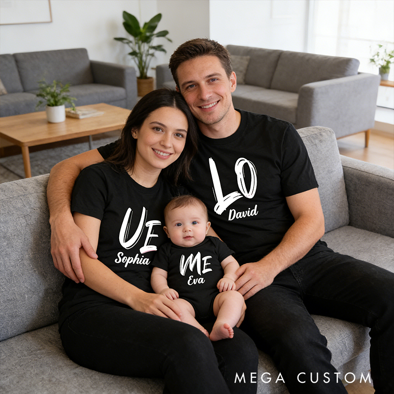 Personalized Valentine's Day Love Me Theme Family Matching Outfit Customize Family Names