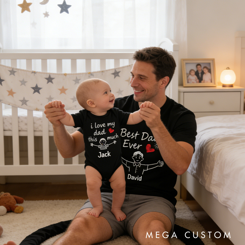 Personalized I Love My Dad This Much Family Matching Outfit Customize Names