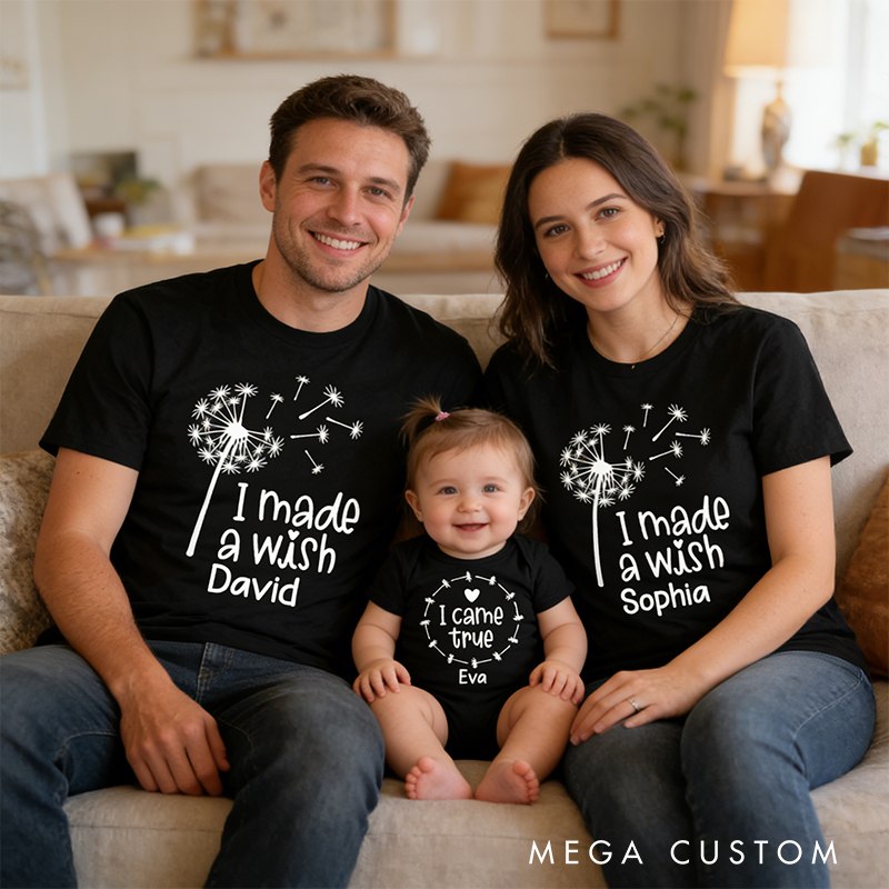 Personalized I Made A Wish Tee I Came True Wishes Family Matching Outfit Customize Family Names