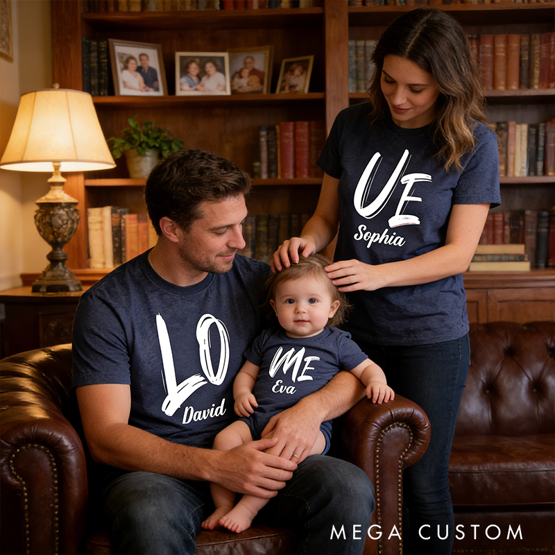 Personalized Valentine's Day Love Me Theme Family Matching Outfit Customize Family Names