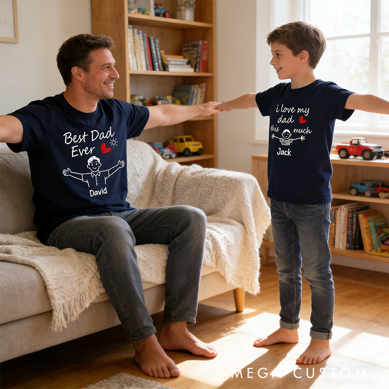 Personalized I Love My Dad This Much Family Matching Outfit Customize Names