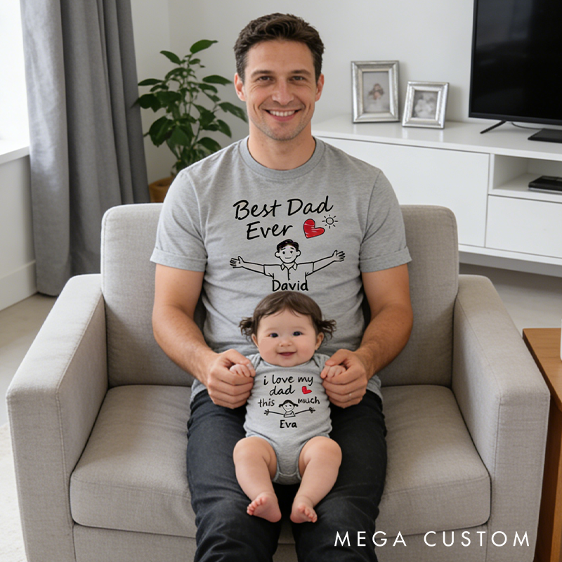 Personalized I Love My Dad This Much Family Matching Outfit Customize Names
