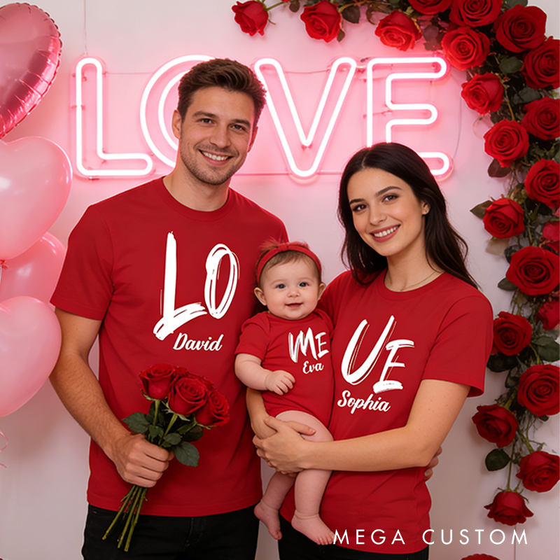 Personalized Valentine's Day Love Me Theme Family Matching Outfit Customize Family Names