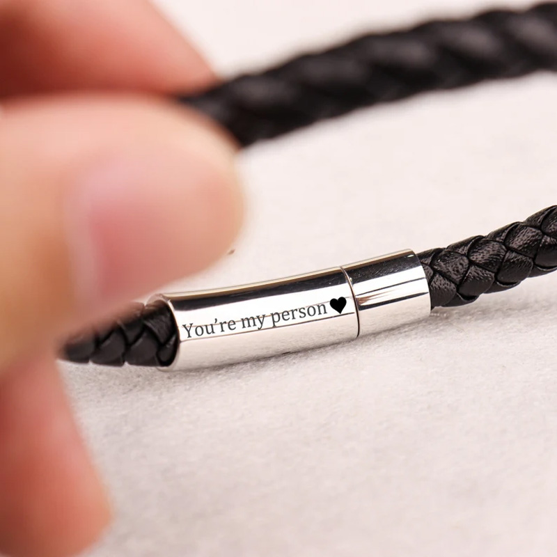 Personalized Groom Leather Bracelet Engraved Men's Name Bracelet Anniversary Gift Bracelet for Him