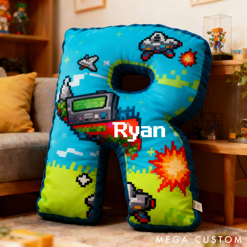 Personalized Game Letter Pillow for Game Lovers Plush Pillow Christmas Birthday Gift for Kids