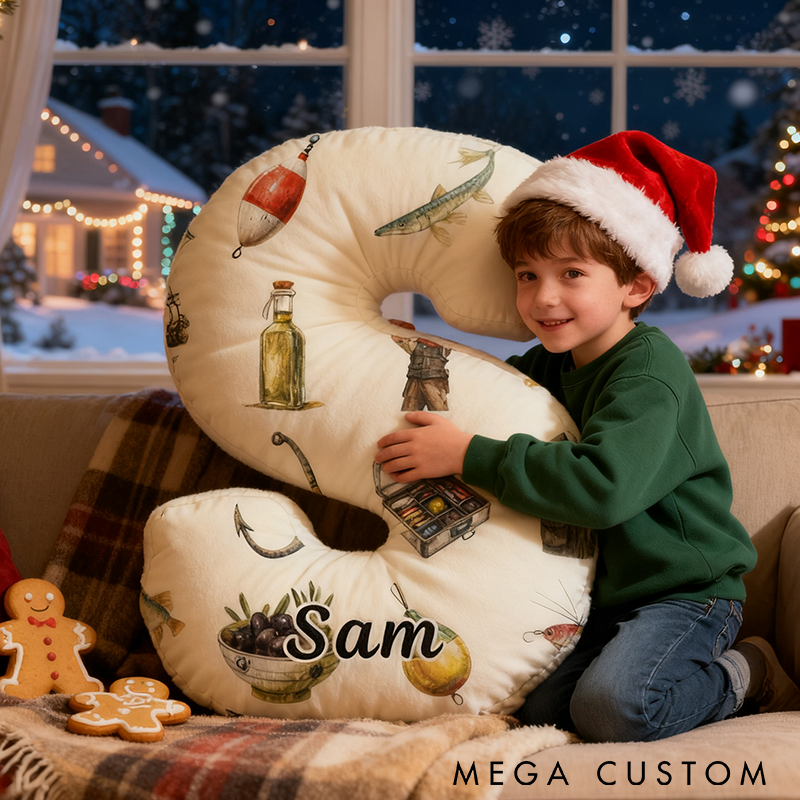 Personalized Fishing Letter Pillow Funny Fishing Pillow Custom Name Graphic 3D Print Perfect for Fishing Enthusiasts Young Angler and Cozy Home Decor 