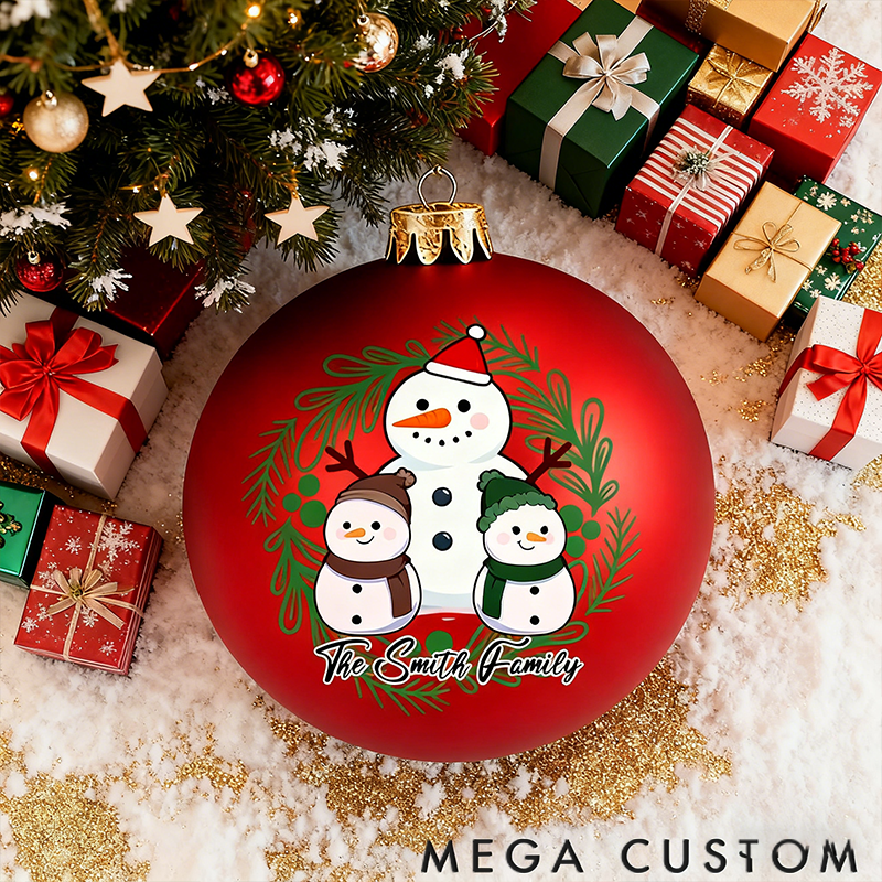 Personalized Christmas Ball Ornament Christmas Snowman Family Theme with Name