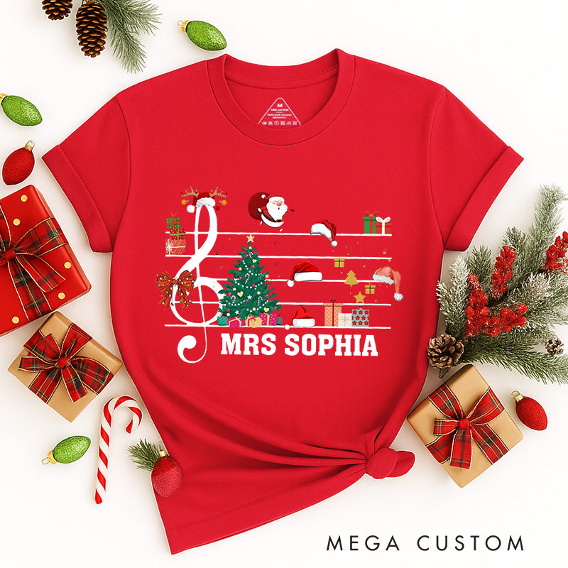 Personalized Classic T-Shirts Treble Clef Tee Christmas Treble Clef Tee Christmas Musician Pianist Music Lover Violin Music Notes