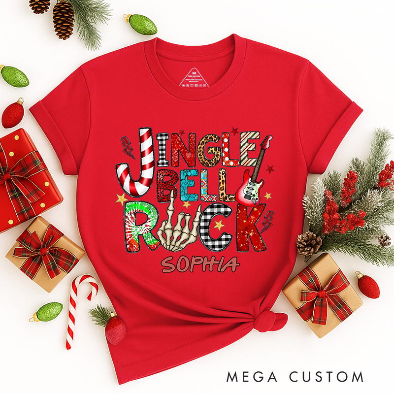 Personalized Classic T-Shirts Jingle Bell Rock Tee Christmas Music Lover Gift