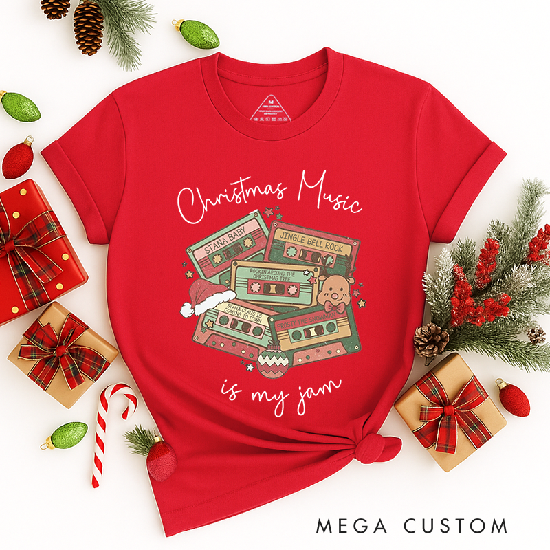 Personalized Classic T-Shirts Christmas Music Cassette Tapes Tee Christmas Songs and Party Tee
