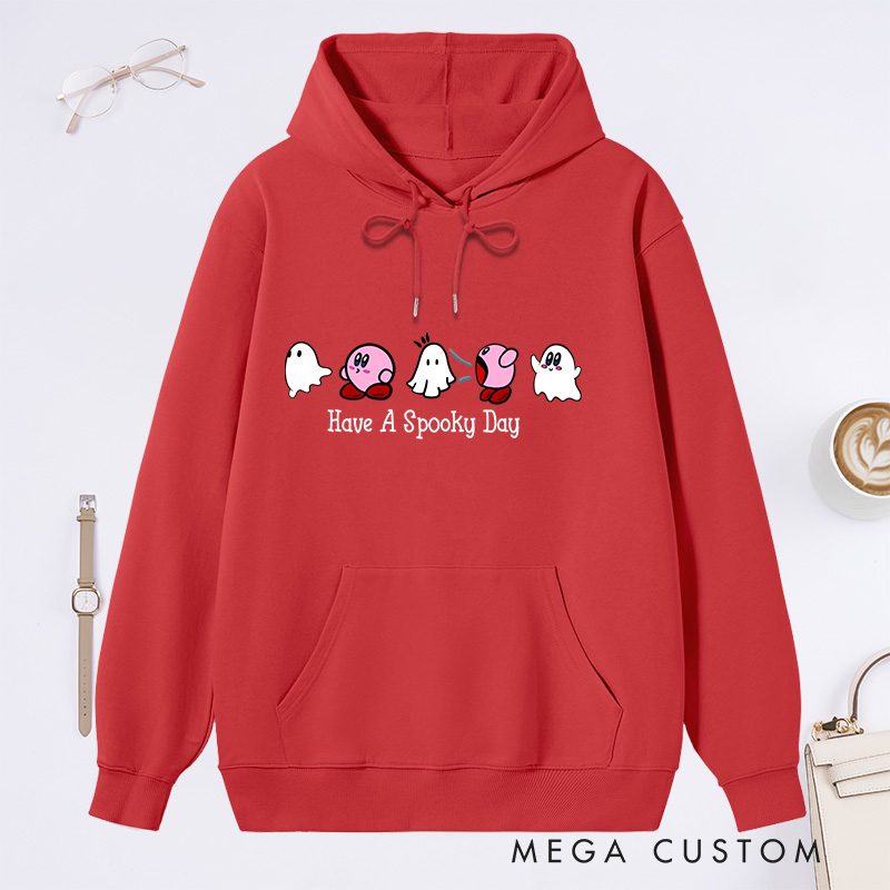 Personalized Hoodie Have a Spooky Day Design Cute Ghost and Character Theme Comfortable Sweatshirt for Housewarming Halloween Gift