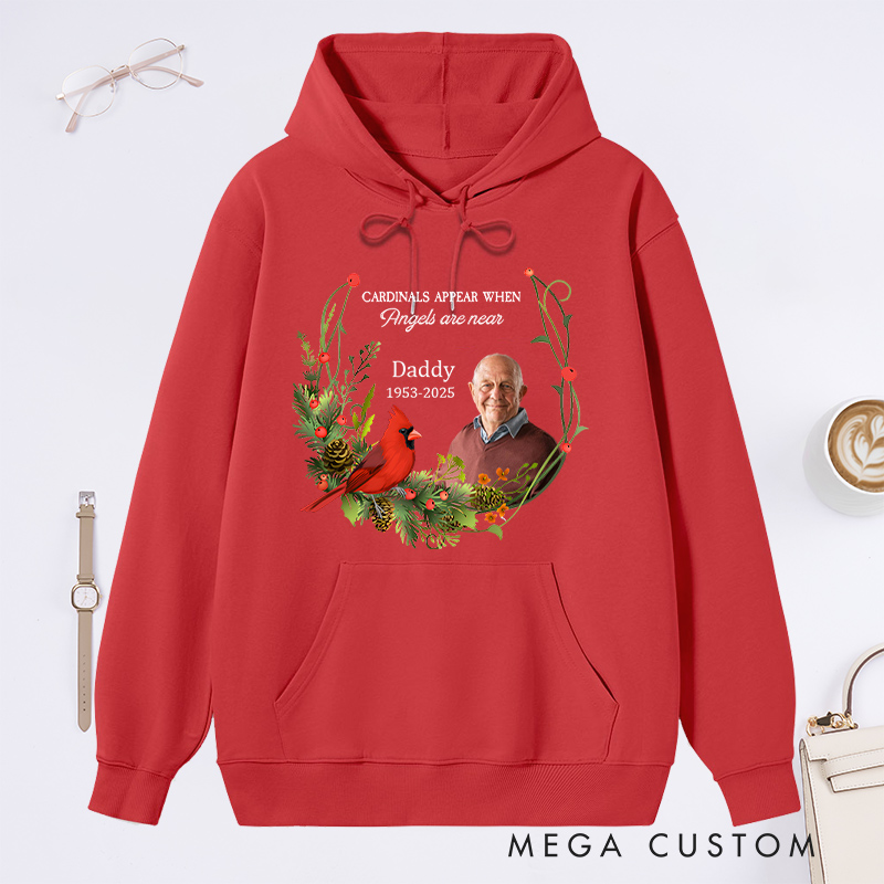 Personalized In Memory Memorial Hoodie Custom Photo Name Year Cardinal Keepsake Gift