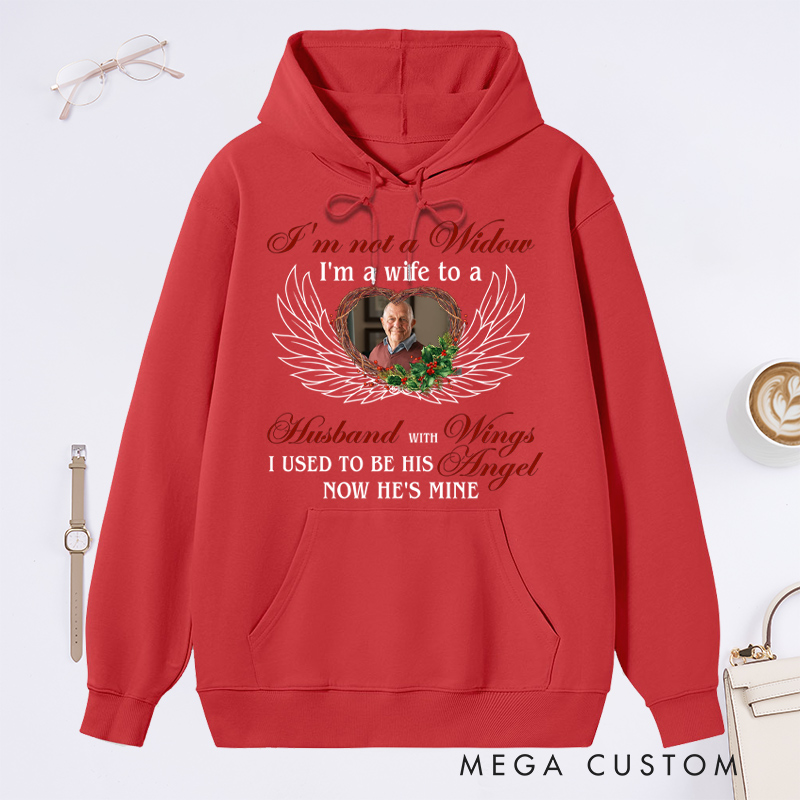 Personalized Memorial Photo Hoodie I'm A Wife To A Husband With Wings Shirt Condolence Gift Sweatshirt 