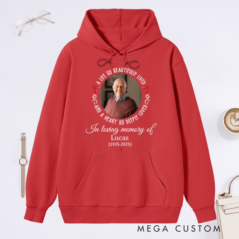 Personalized Memorial Photo Hoodie Custom Funeral Photo Hoodie Rest in Peace Memory Hoodie Remembrance Sweatshirt 