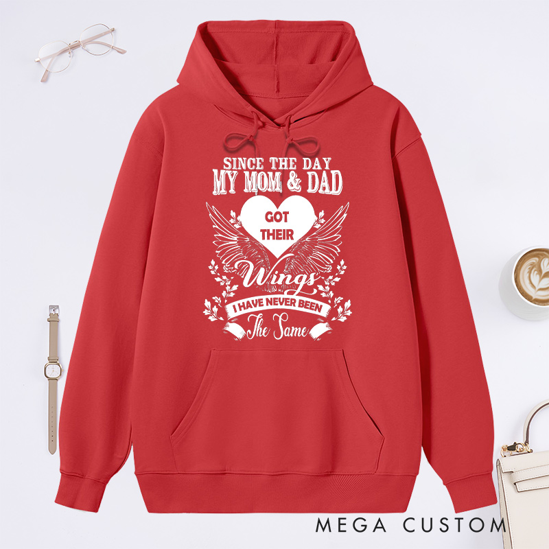 Personalized Memorial Hoodie Wings Heart Grief Journey Sympathy Gift for Loss of Parents Tribute