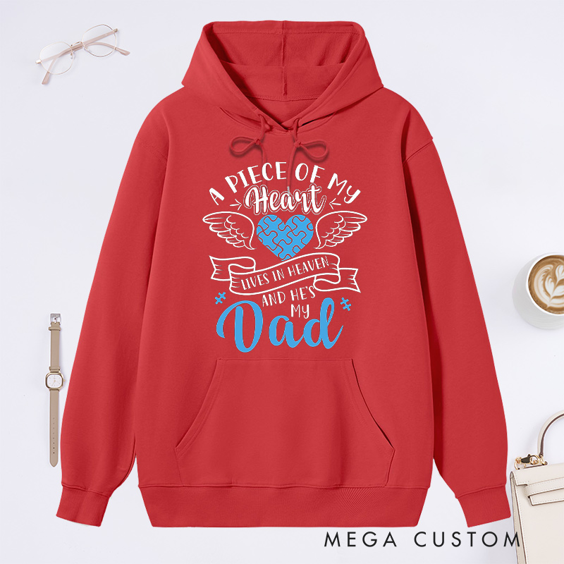 Personalized Memorial Hoodie Sympathy Gift Dad Memorial Sweatshirt Puzzle Heart Wings a Piece of My Heart in Heaven