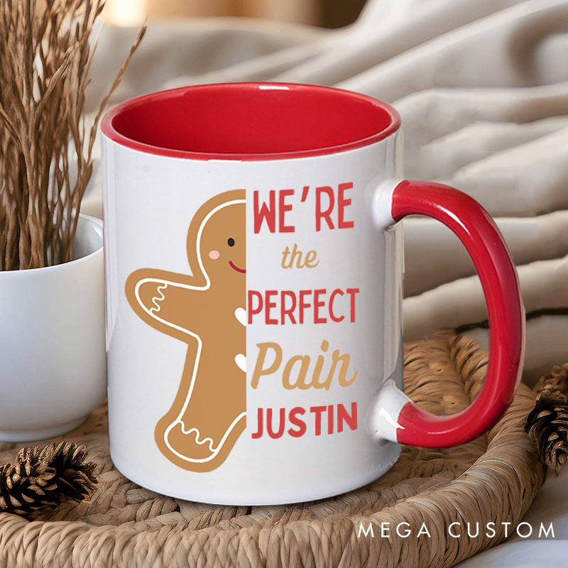 Personalized Couple We're the Perfect Pair Just Like Cookies and Milk Christmas Mug Couple Name Xmas Coffee Mug for Husband Wife Boyfriend Girlfriend