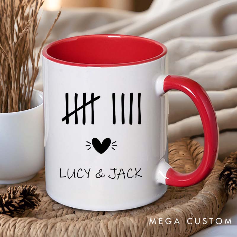 Personalized Couple Wedding Anniversary Mug Tally Marks Mug Husband Wife 9th Anniversary Gift Mug Happy Anniversary Gift for Her Him