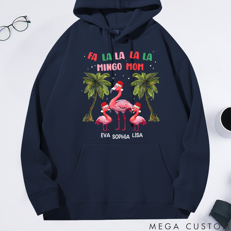 Personalized Christmas Family Reunion Theme Flamingo Mom Classic Hoodie