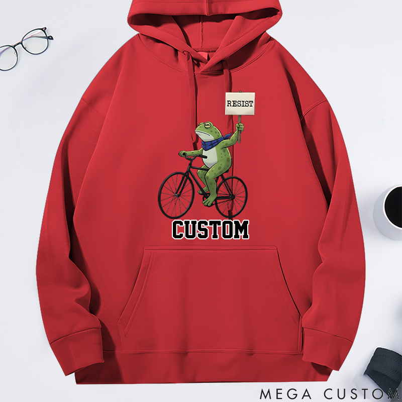 Personalized Classic Hoodie Portland Bicycle Frog Protest Design