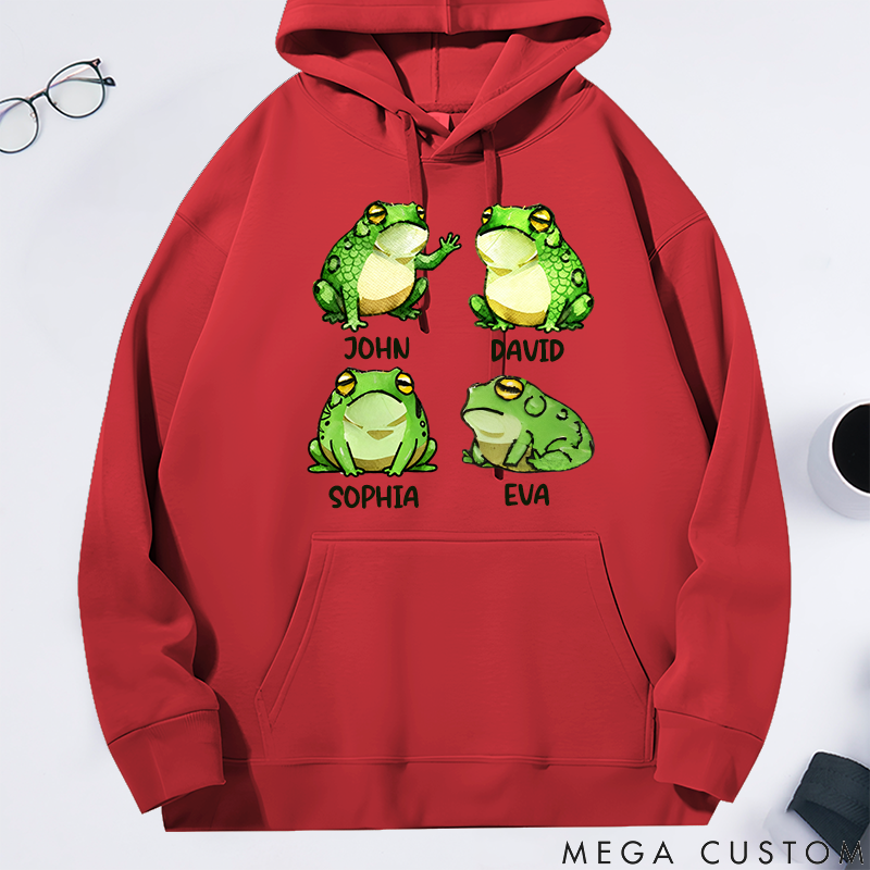 Personalized Classic Hoodie Fun Frog Family Pattern Design