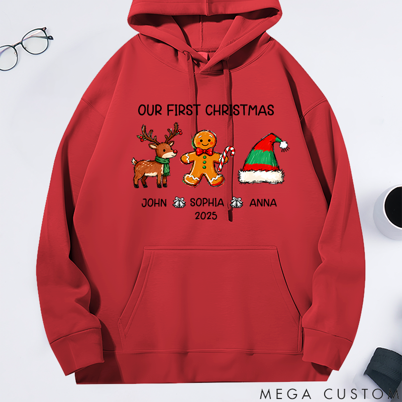 Personalized Classic Hoodie Christmas Hand-Drawn Style Cartoon Pattern Design